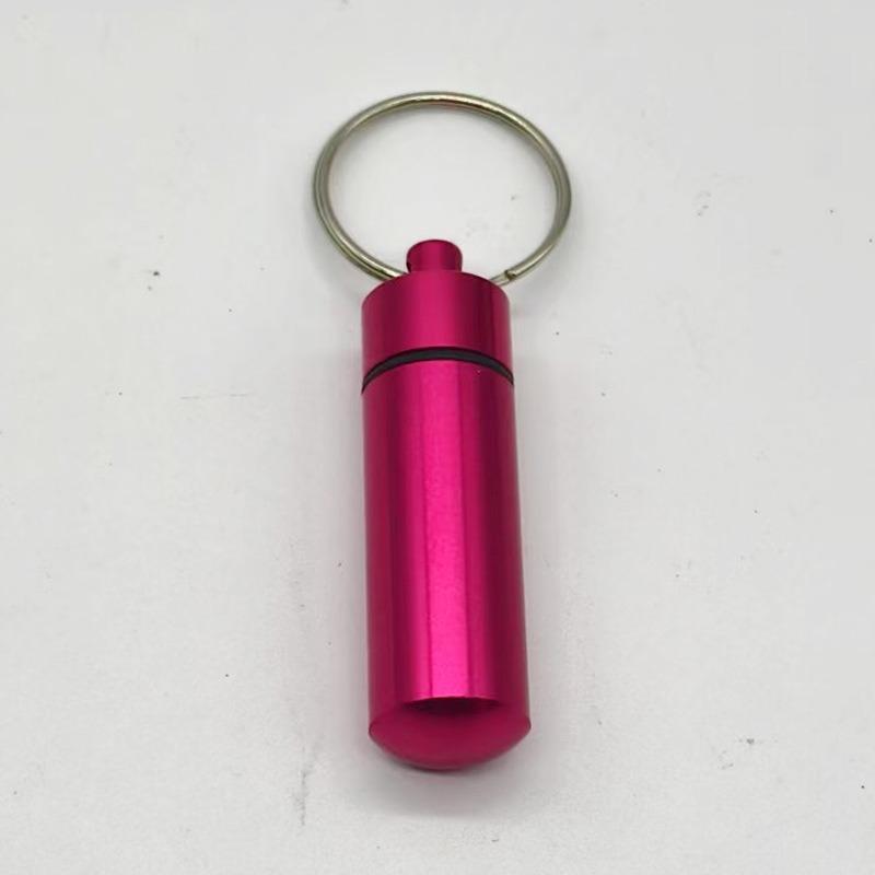 Portable Medicine Bottle  Mini Aluminum Alloy Keychain  Hanging Bottle  Sealed Compartment Waterproof Metal Medicine Box