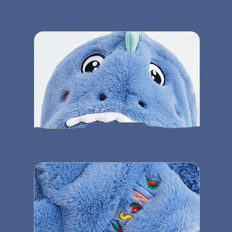 Winter Children's Hat Scarf One-piece Boy Dinosaur Girl Boy Baby Plush Gloves Three Piece Set Dinosaur Cartoon