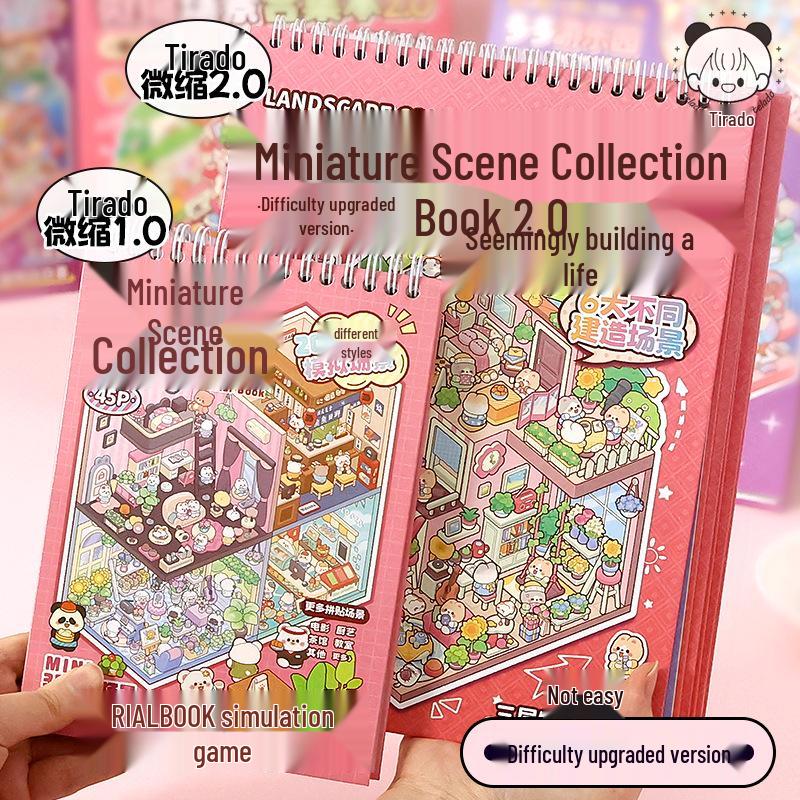 Tirado 3D Stereo DIY Miniature Scene Sticker Book: Student Planner Decoration Material