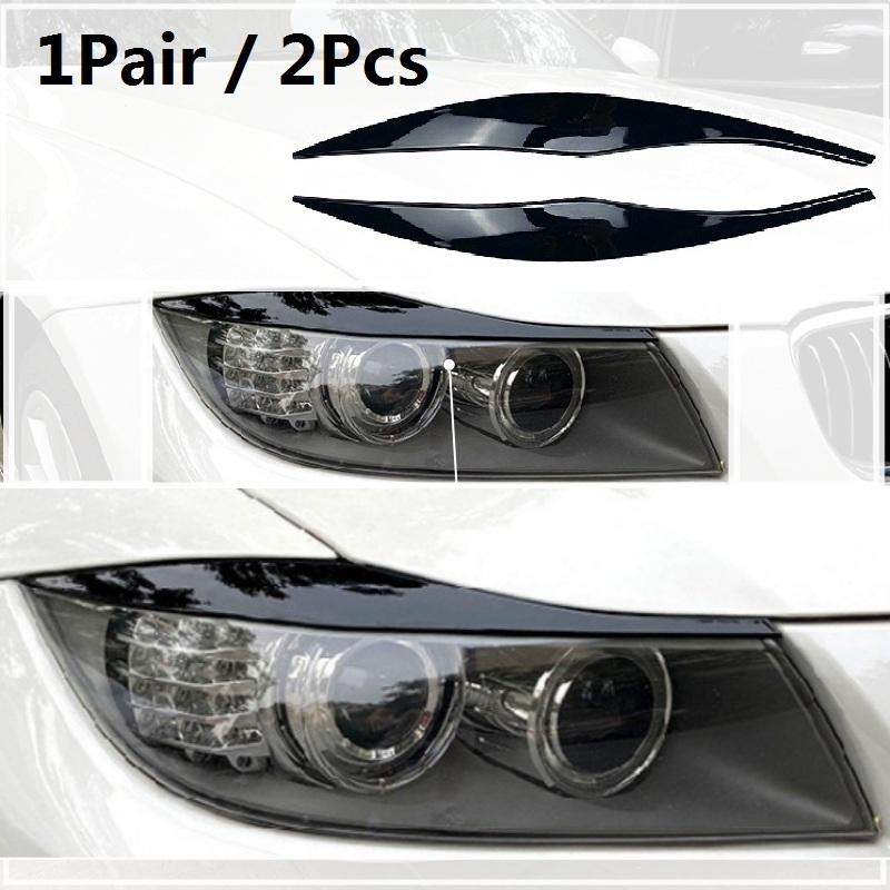 2pcs ABS Plastic Car Stickers Headlight Eyebrows Eyelid Trims for BMW 3 Series E90 E91 Sedan/Touring 2005-2011 06 07 08 09 2010