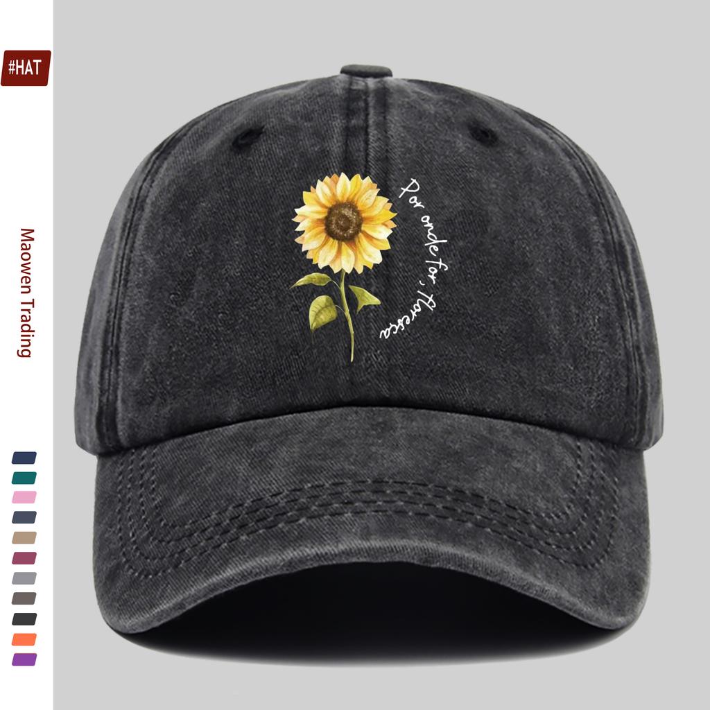 Pc Sunflower Print Baseball Cap Spring Summer Suitable Sun Hat Comfortable Lightweight Adjustable Strap Trucker Hat Vintage
