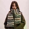 Women's Winter Jacquard Knitted Scarf Retro Thickened Warm Woolen Scarf Fashion Scarf