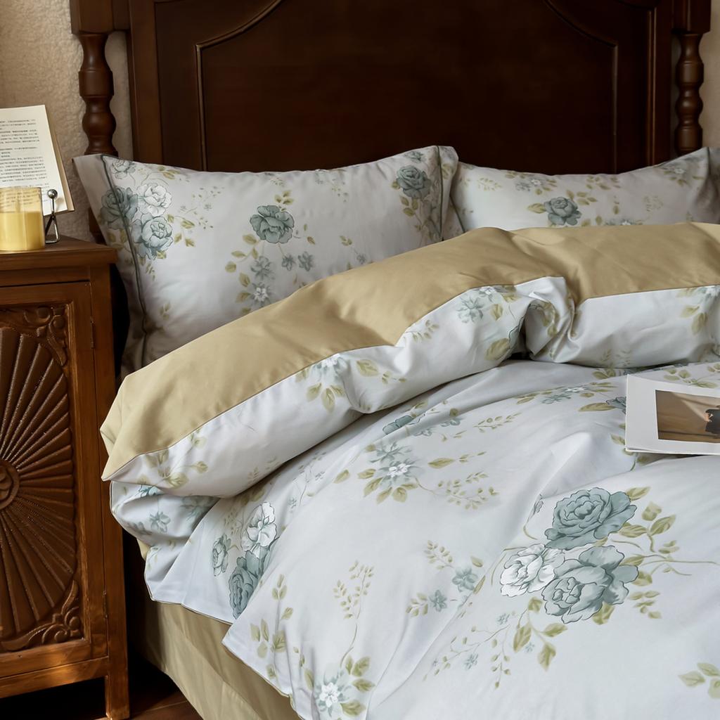 100% Cotton Bedding Set Ins Korean Floral 3D Printed Duvet Cover Bed Linen Flat Sheets Set 2 Pillowcases Twin Double Queen Size