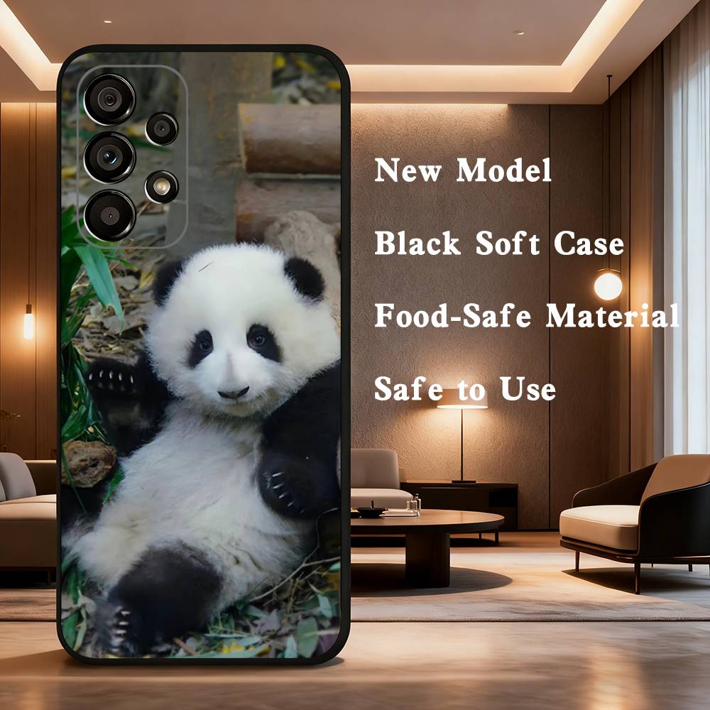 

Animal Panda Fubao For Samsung Galaxy A53,31,52,72,41,Note,J7,8,9,5G,22,73,32,71, Soft Black Silicone Case SamsungA52