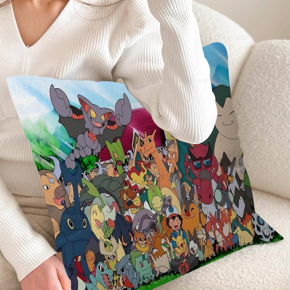 

Japanese P-PokemonS Cushion Cover Pillowcase Upholstery Sofa Throw Pillow Home Decor Pillowcas 12x12Inch