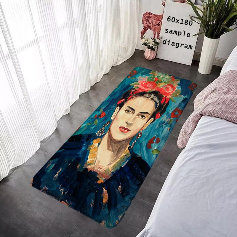 Doormat Flannel Floor Mat Indoor Foot Rug F-Frida K-Kahlo Bedside Mats Kitchen Corridor Absorbent Carpet Ideal for Balcony Decor