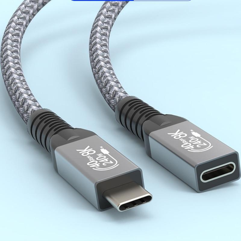 High Speed Type C Extension Cable 40Gbps Male To Female Type C Portwith 8K 60Hz Video Support and 240W Power Delivery