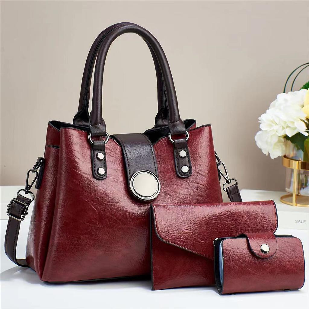 Women's bag 2026 new European and American fashion retro large capacity shoulder crossbody portable three-piece set
