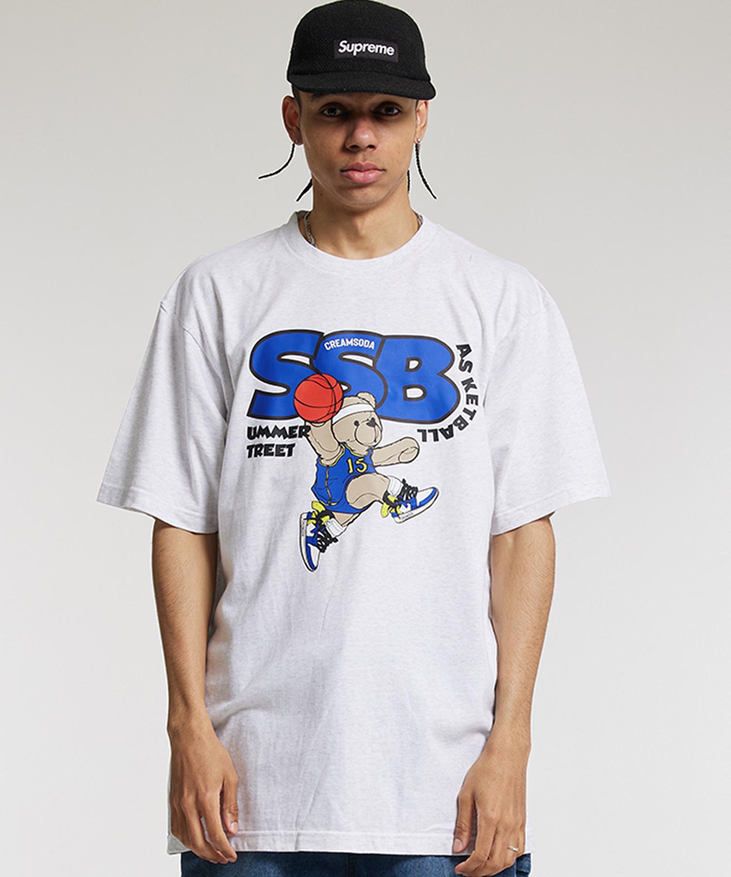 Cream Soda Lab Summer Street Basketball Short Sleeve Light Grey Blue Xxl
