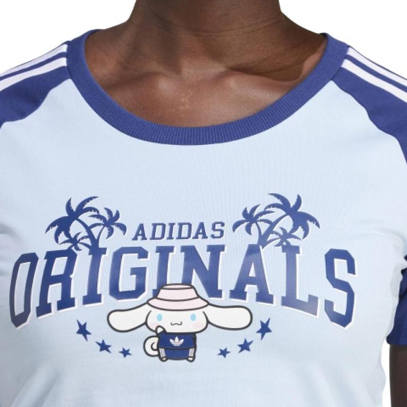 adidas Originals X Hello Kitty Cinnamoroll Graphic Colorblock Sport Tee Donna Top Rosa Blu JH3175