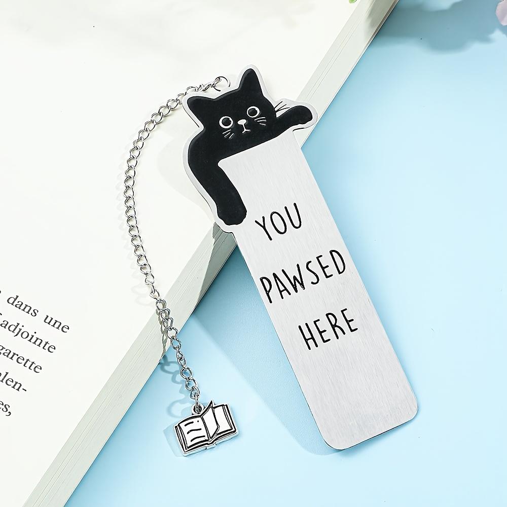 Charming Black Cat 'You Pawse Here' Stainless Steel Bookmark - Perfect Gift for Cat Lovers & Bookworms, Ideal for Birthdays & Christmas Parties