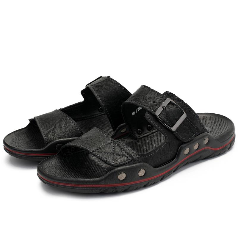 Fashion 2025 New Summer Men Casual Leather Walking Shoes Outdoor Antiskid Soft Sole Beach Shoes Designer Large Size Comfy Slip-On 38-49