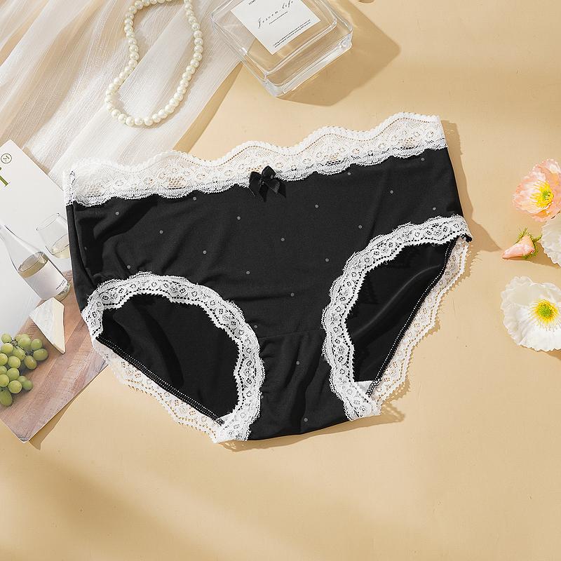 Women's Lace Panties M-XL Thin Sexy Ice Silk Briefs Dots Breathable Underwear Female Slimming Pants