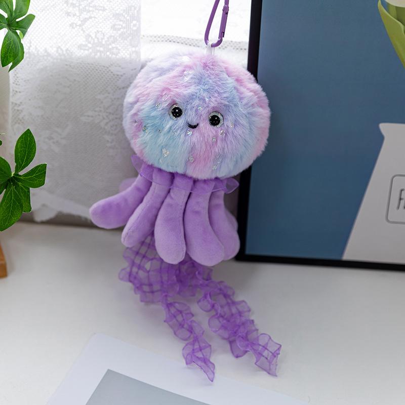 New Cute Jellyfish Pendant Plush Toy Doll Marine Cartoon Bag Hanging Ornament Keychain Doll