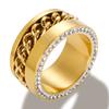 Anello con numeri romani a tre strati per donna, anelli di cristallo girevoli in acciaio inossidabile di lusso, gioielli alla moda per matrimonio femminile