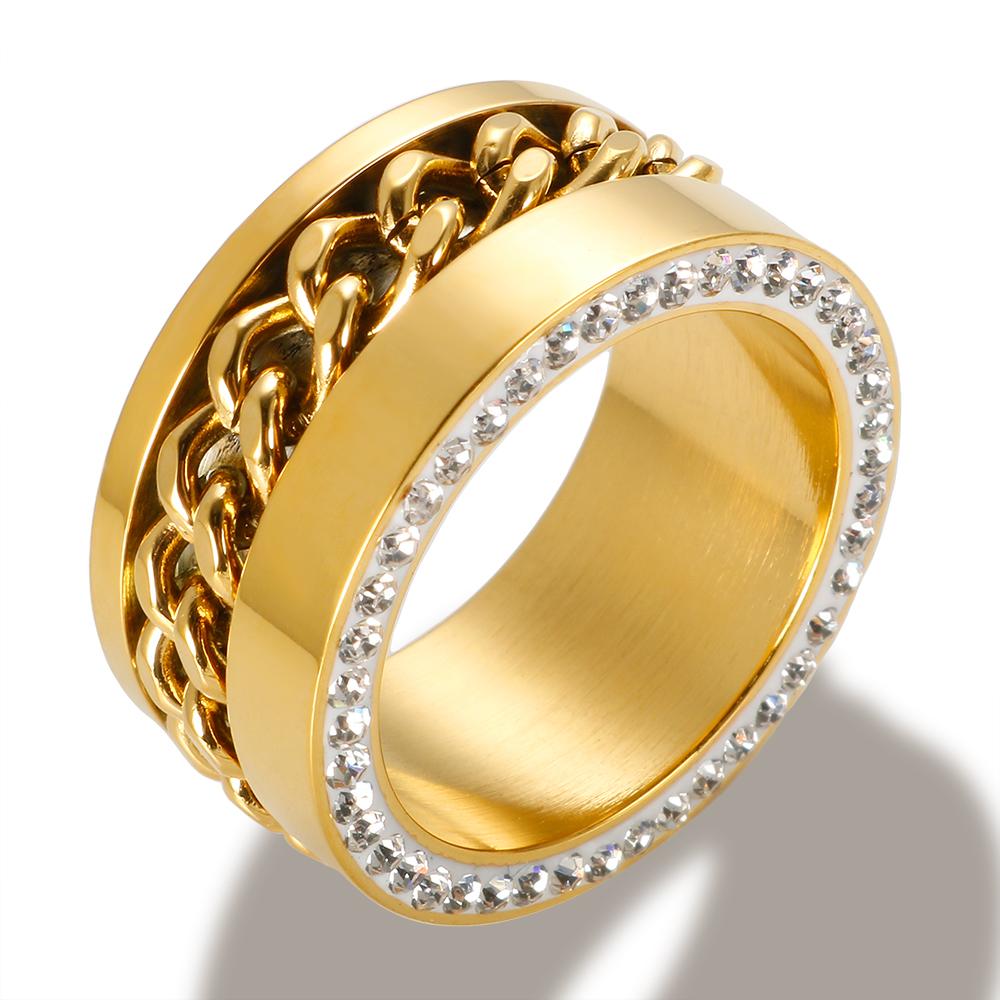 Anello con numeri romani a tre strati per donna, anelli di cristallo girevoli in acciaio inossidabile di lusso, gioielli alla moda per matrimonio femminile