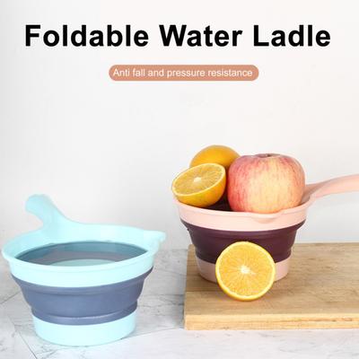 Faltbare Wasserschöpfkelle, Zusammenklappbarer Silikon-Küchenschöpfer zum Reiskochen, Platzsparender Mehrzweck-Schöpflöffel für Zuhause