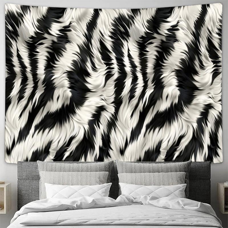 Zebra Print Fashion Decorative Hanging Cloth  Modern Minimalist Black and White Patterned Wall Tapestry for Home Decoration