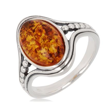 Amber (rhodium) Silver 'Inspiration' Ring - 15x10 Mm