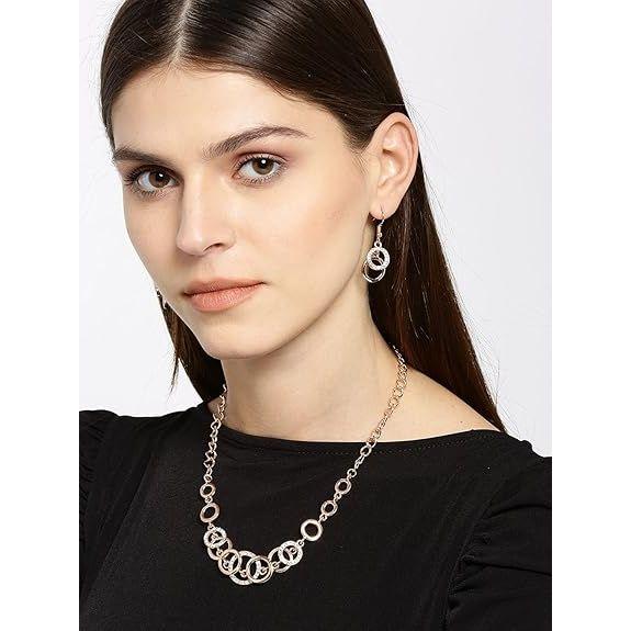 Jewellery Sets for Women Crystal Studded Necklace Jewellery Set Bracelet with Earrings For Girls/Women