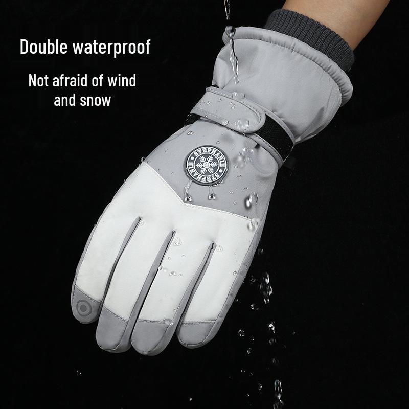 Unisex Winter Split-Finger Ski Gloves: Fleece-Lined, Touchscreen Compatible, Ideal for Cycling and Outdoor Activities