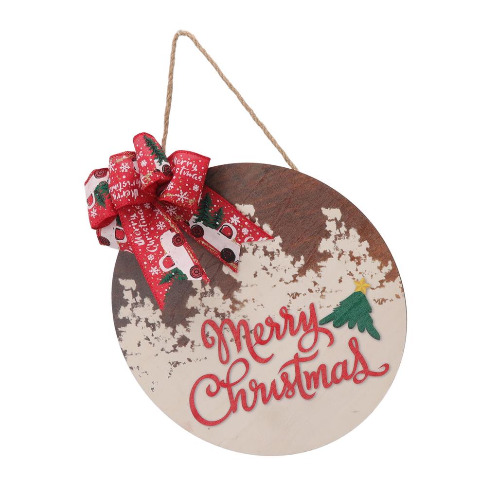 Świąteczny Znak Powitalny Okrągły z Kokardą Topolowy Świąteczny Wieszak na Drzwi do Domu na Przyjęcie