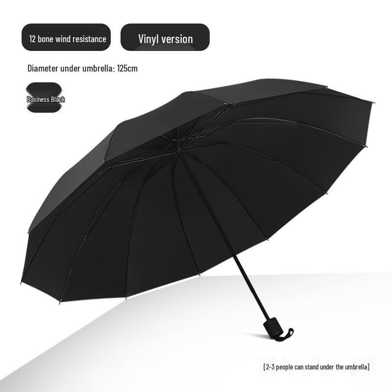Customized Large Automatic Business Umbrella - Sun & Rain Dual-Use, Black Glue Sunshade, Anti-Rainstorm, Reinforced Windproof.
