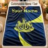 Flannel BlanketNewcastle United FC Custom Name Text Personalized Soft Warm Throw Blanket Home Decor Gift