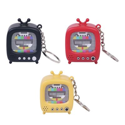 Retro Mini-TV Schlüsselanhänger mit Licht- und Soundeffekten Vintage-Design Robuster Kunststoff-Schlüsselring für Enthusiasten