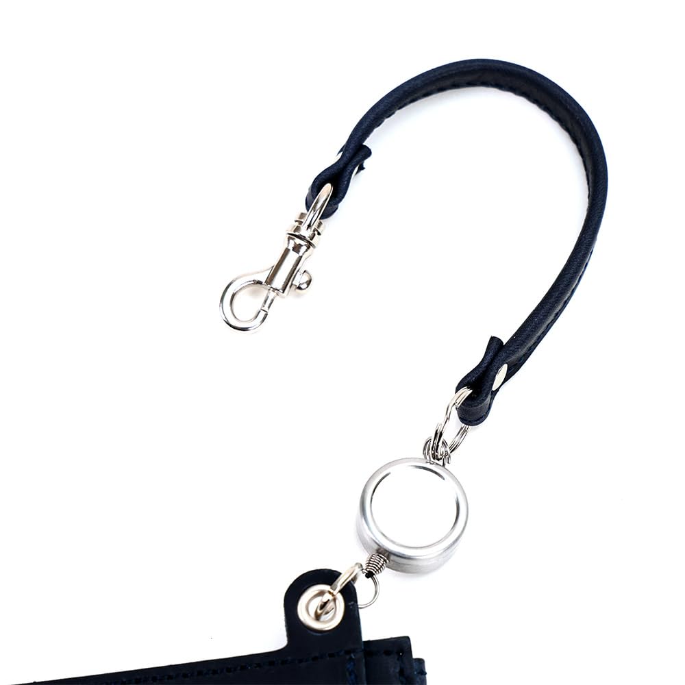 AGILITY affa "Seek" Pass Case with Reel, Holds 2 Passes, IC Cards, Made in Japan, Double-Sided, Genuine Cowhide Leather