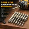 7 Pcs Five Star Screwdriver Bits Set 1/4 Inch Pentagonal Magnetic 50L Electric Wind Driver Nozzle Industrial Hardware Repair