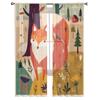 Fox In Forest Sheer Curtains for Living Room Transparent Tulle Window Treatments Bedroom Kitchen Home Decor Veil Drapes