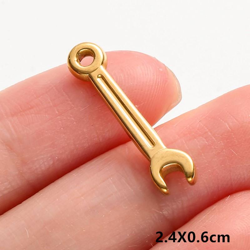 6pcs Tools Pendant Sword Gun Axe Real Gold Plated Stainless Steel Charms For Jewelry Making Necklace Keychain Handmade Material