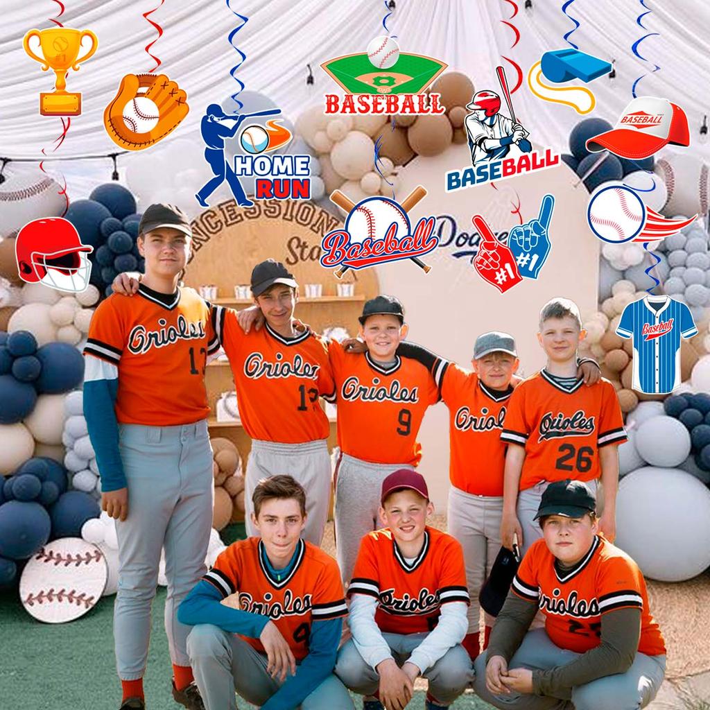 Baseball Party Hanging Swirls, 33 Pieces Baseball Hanging Swirl Decorations for Baseball Party Decoration Swirl Hanging
