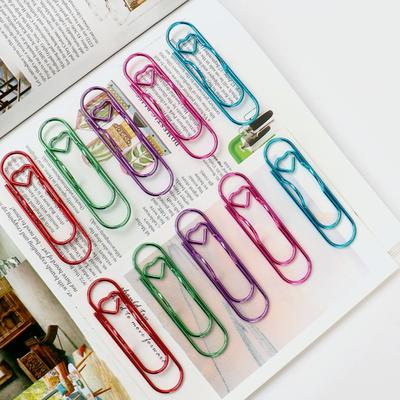 6 Pezzi Metallo Cuore Clip per Penna Porta Penne per Quaderno Graffette Colorate Clip Simpatiche a Forma di Cuore Organizzatore di Materiale Scolastico