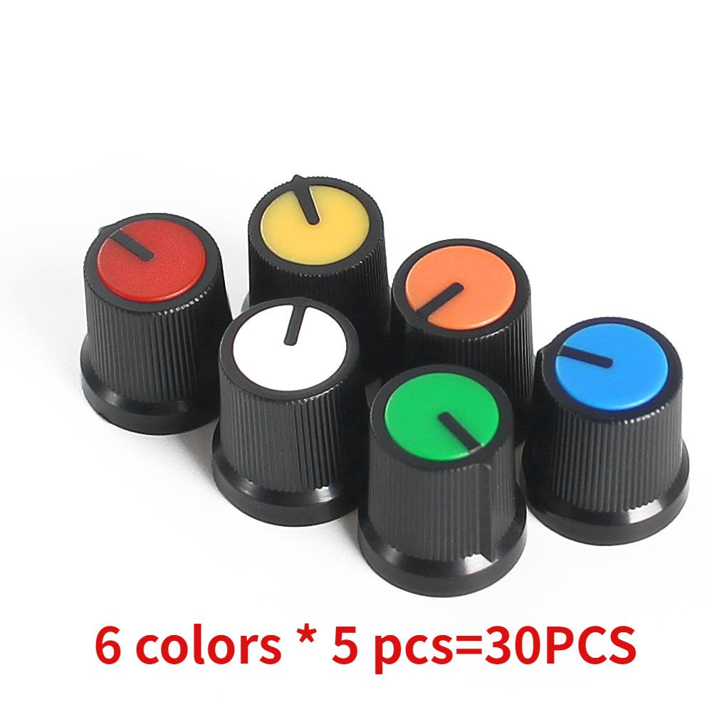 30PCS WH148 Potentiometer Knob Kit AG2 AG3 Plastic Knobs Cap Red Yellow Blue Green White Orange