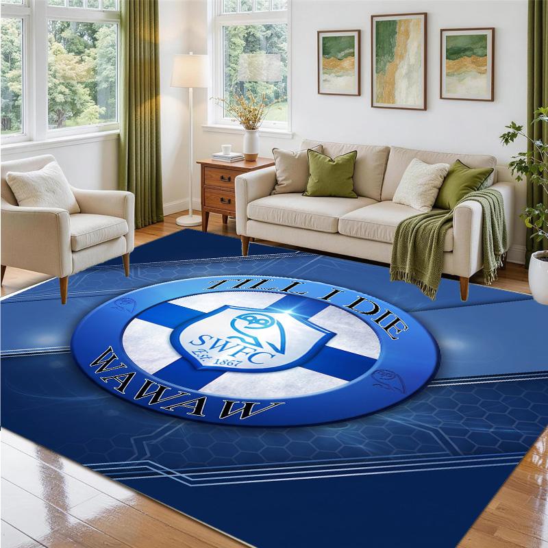 Sheffield Wednesday Design Crystal Velvet Rug Soft Decorative Mat for Bedroom Entrance