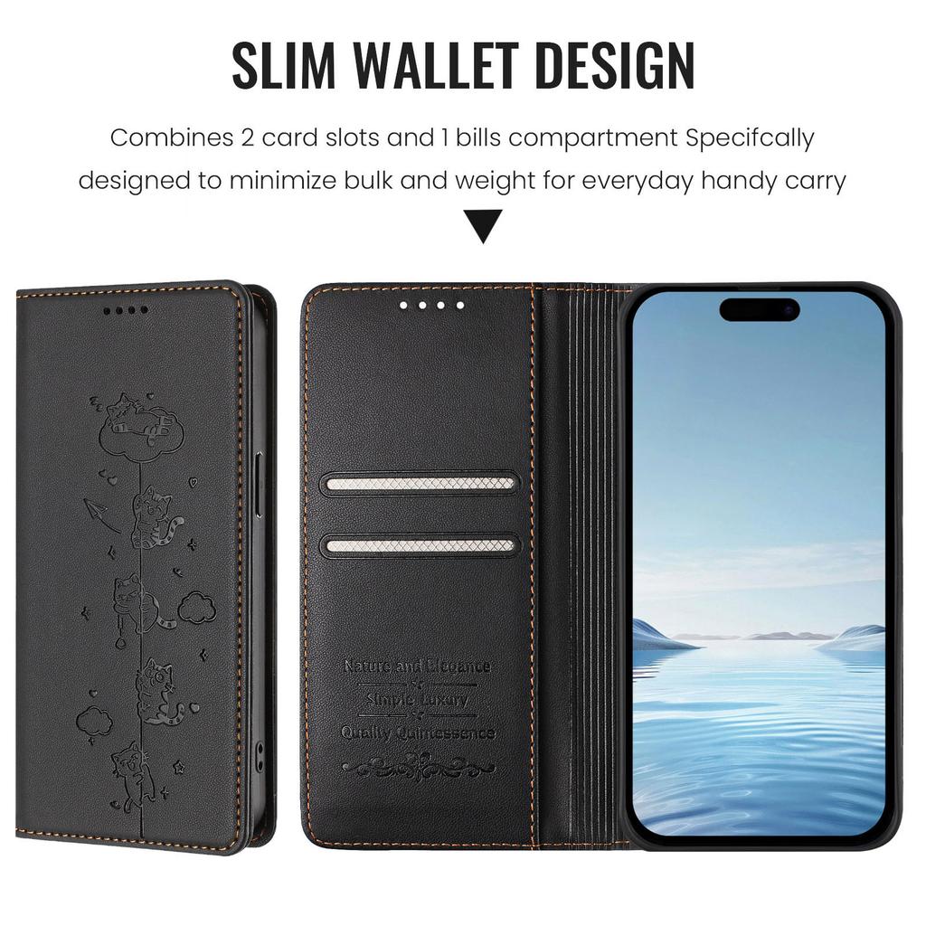 Für Oppo A6x 5G/Oppo A6 5G Hülle RFID-blockierendes Portemonnaie Ständer Aufgedrucktes Katzenmuster Leder Handyhülle