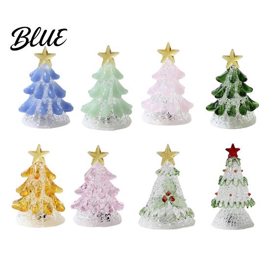 Glasornament für Bürotisch Handgefertigt Weihnachtsbaum Beleuchtete Figur Mini Leuchtend Weihnachten Einzigartige Feiertags-Sammlerstücke Nachtlicht Kunst Tischplatte