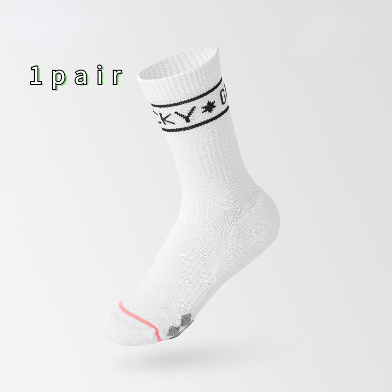 

Женские тонкие беговые носки средней длины на весну и лето, размеры 35–39, дышащие спортивные носки с полотенцем снизу One-size чёрный/белый
