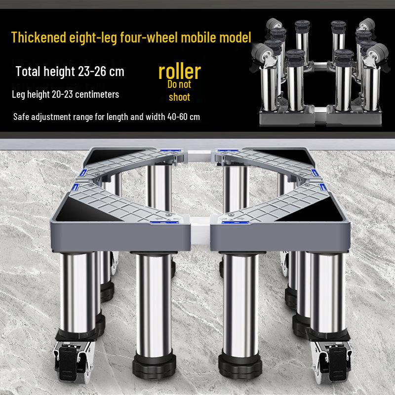 Universal Washing Machine & Refrigerator Stand with Stainless Steel Wheels