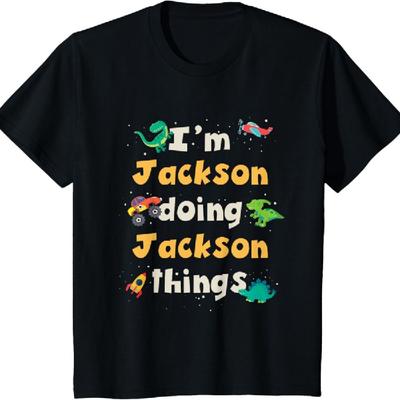 Kids Cool Jackson Personalized First Name Boys T-Shirt