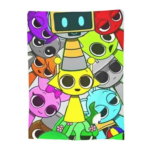 

Плед Sprunki Incredibox для дивана М який пухнастий плюшевий плед 50x60 дюймів Різні розміри Покривала для всіх сезонів 150x180cm