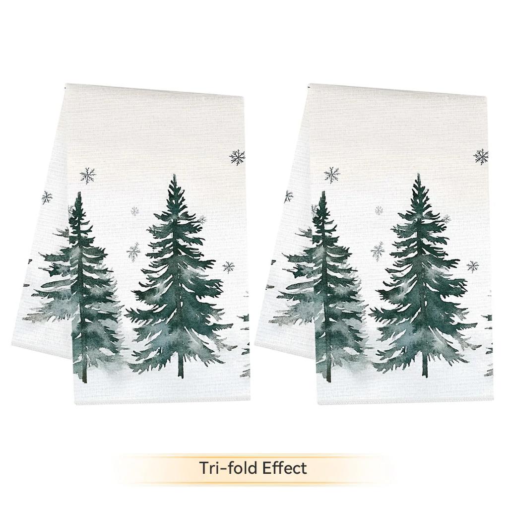 2pcs/set Kitchen Towels 40x60cmChristmas treeHand Towels Christmas Decorations for Home Noel Dish Towels Gifts