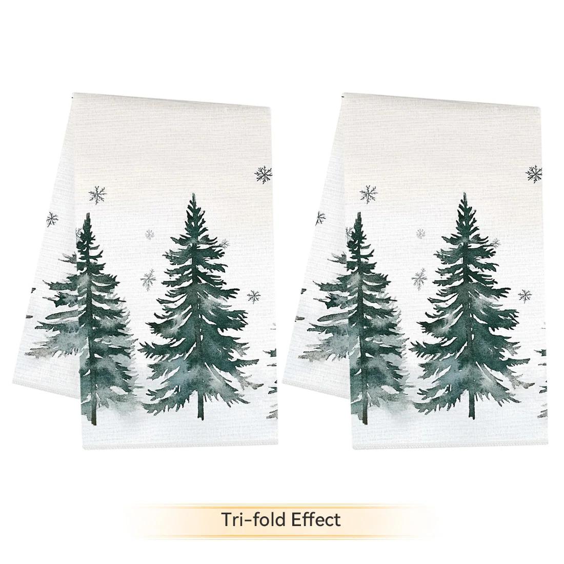 2pcs/set Kitchen Towels 40x60cmChristmas treeHand Towels Christmas Decorations for Home Noel Dish Towels Gifts 40x60cm