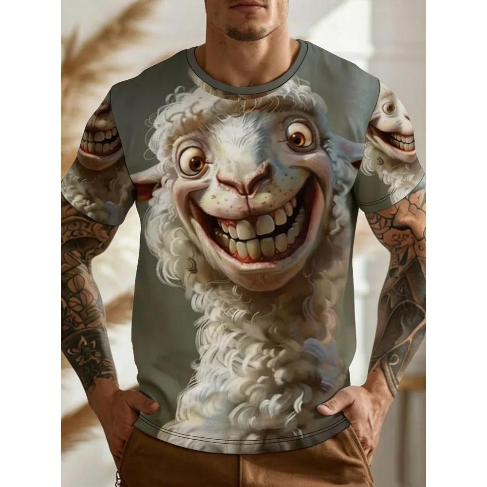 Tier Serie 3D Druck Herren T-Shirts Sommer Modisch Bequem Vielseitig Atmungsaktiv Sport T-Shirts Freizeit Rundhals Kurzarm T-Shirts