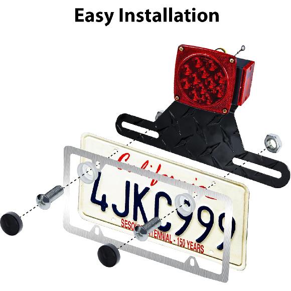 Universal Trailer License Plate Bracket Kit With Reflective Sticker – Durable Mounting Frame For RV, Boat, Trailer