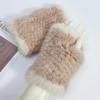 Real Mink Fur Fingerless Gloves for Women Girls Natural Fur Knitted Mittens Warm Soft Luxury Winter Gloves