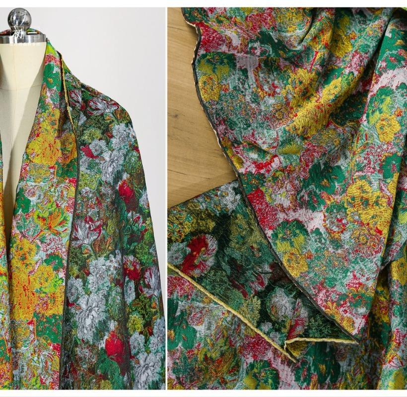 50x150cm Retro Classic Yarn Dyed Jacquard Fabric Oil Painting Texture Women's Soft Flower Dress Bag Diy Making Fabric