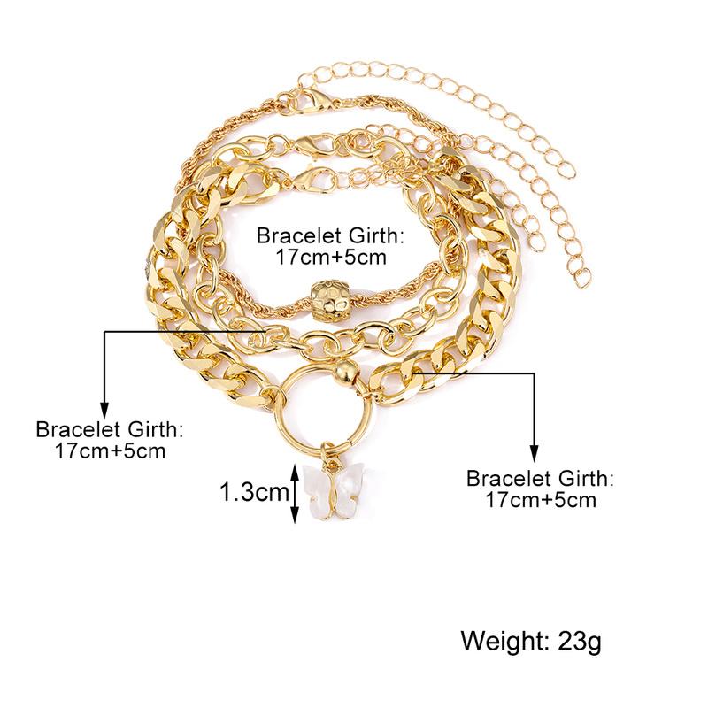 Náramek s přívěskem motýlek Prstencová spona Studentský náramek Elegantní žena Retro Temperament Náramek Set